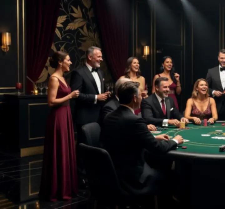 Guests enjoying a luxurious casino-style night event