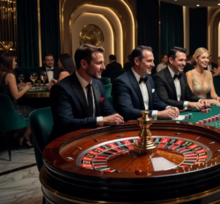 Blackjack and roulette tables in a luxurious entertainment zone.