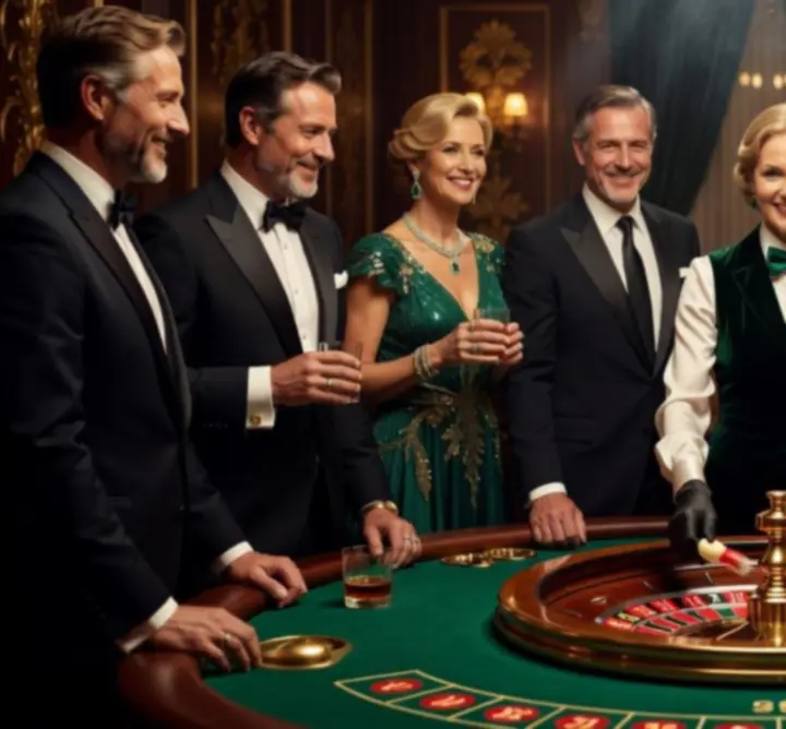 Roulette table with gold and emerald finishes as a centrepiece